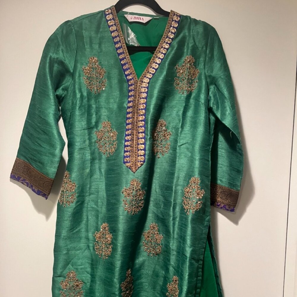 Gorgeous Kelly Green Kurta Tunic Dress by BIBA size 36